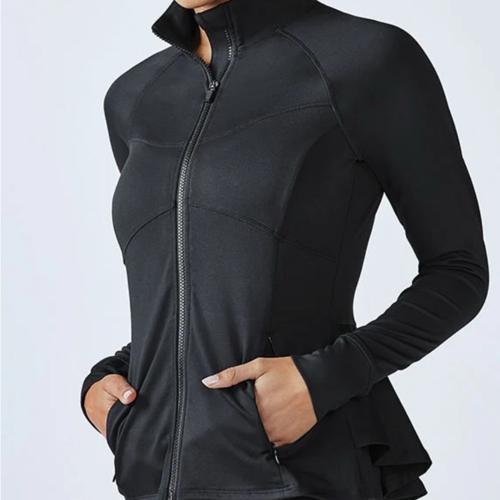 Fabletics Michaela Peplum Jacket Size Small Black